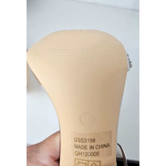 Womens Silver 8.5" Glitter Stiletto 4" Strappy High Heels Sandal Ankle Strap - Picture 10 of 16